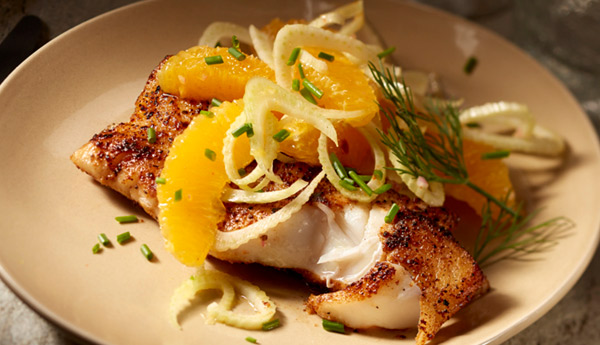 Blackened White Fish with Fennel and Orange Salad